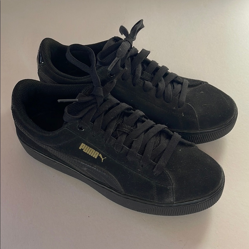 Puma Black Sneakers with Gold Logo